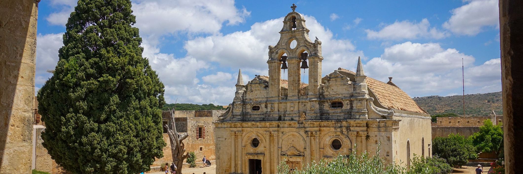 Arkadi Monastery in Crete under a clear summer sky