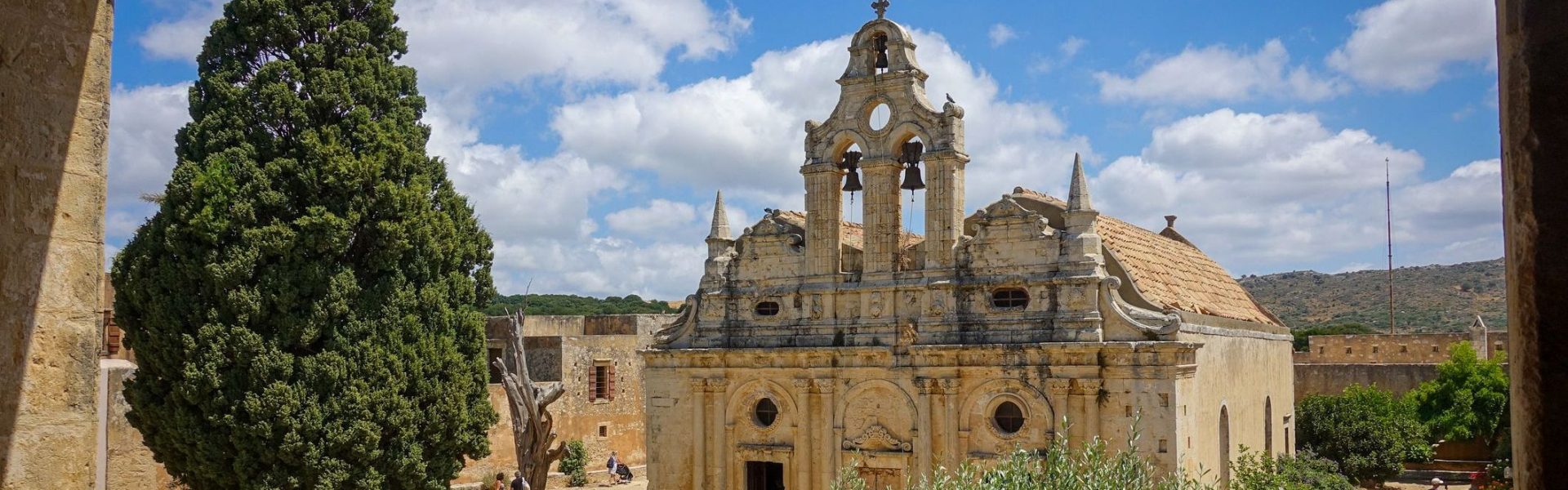 Arkadi Monastery in Crete under a clear summer sky