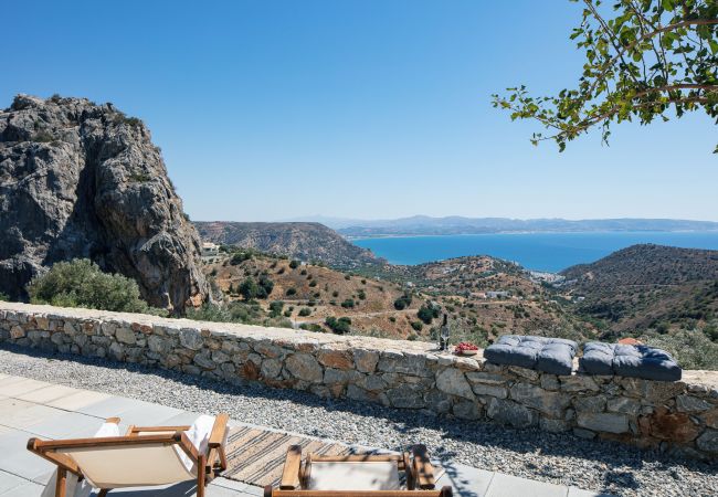 Evgoro Vrahos villa, exterior and view of Evgoro Vrahos, Agia Galini Evgoro Vrahos villa, exterior and view of Evgoro Vrahos, Agia Galini