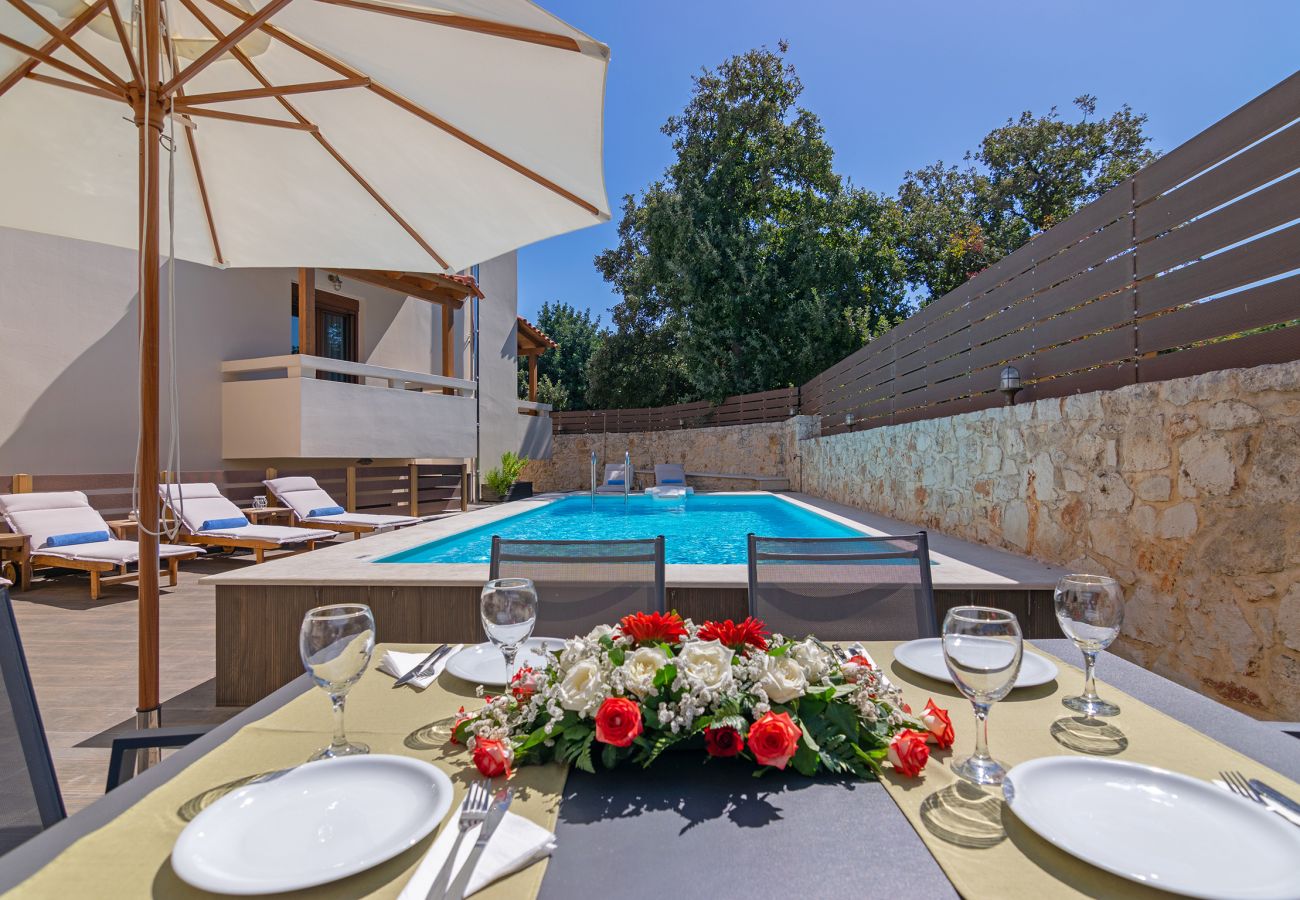 Swimming pool area of All Season Villa in Rethymno, Crete Swimming pool area of All Season Villa in Rethymno, Crete