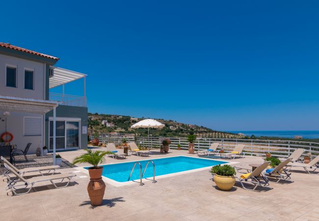 Modern villa,Great sea views,private pool, Agia Triada,Rethymno,Crete