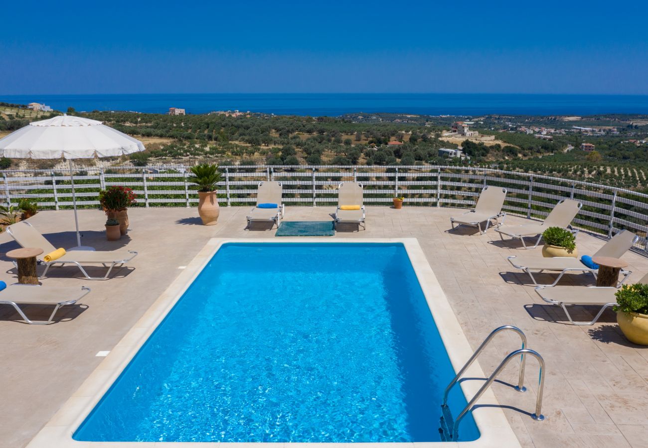 Modern villa,Great sea views,private pool, Agia Triada,Rethymno,Crete