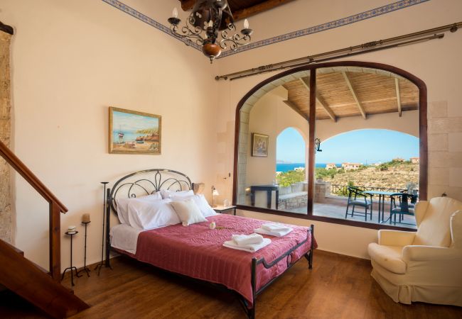 Amazing villa,13 persons,Almyrida,Chania,Bedroom with a beautiful view Amazing villa,13 persons,Almyrida,Chania,Bedroom with a beautiful view