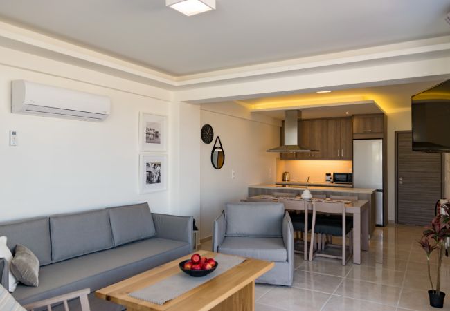 The living area and dining table, Blue oyster villas,Rethymno The living area and dining table, Blue oyster villas,Rethymno