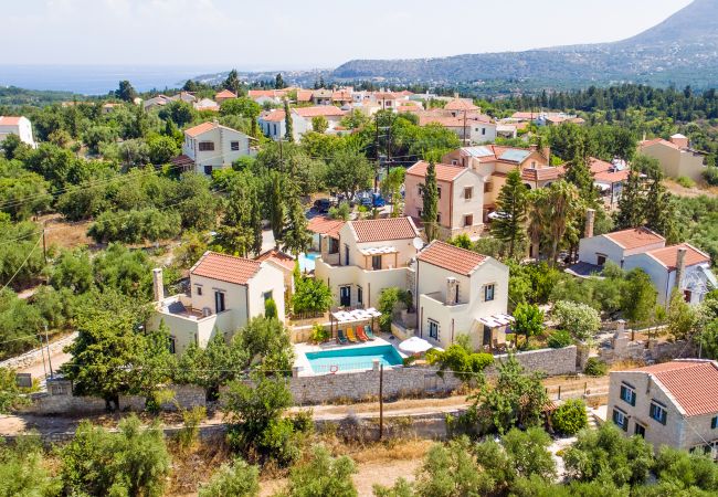 Helianthos villas in Vamos area Chania aerial view