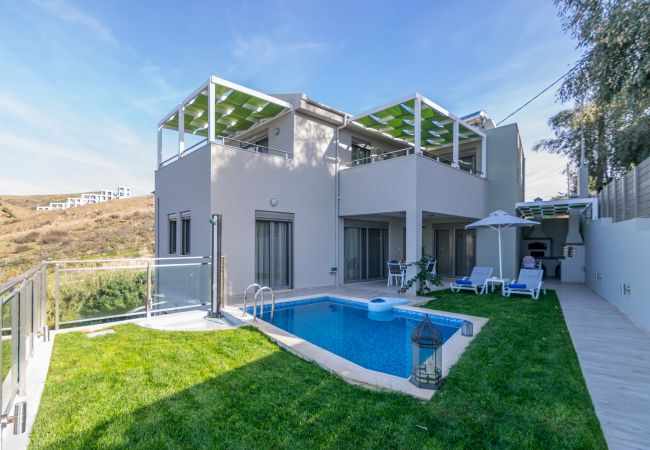 Luxury villa, Panormo, Rethymno,Main facade of the property 