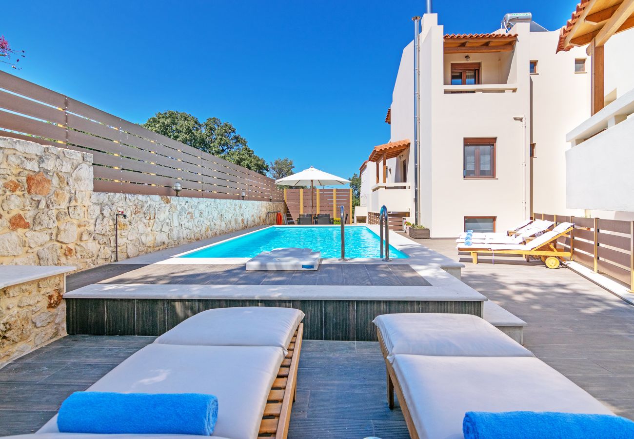 Swimming pool area of All Season Villa in Rethymno, Crete Swimming pool area of All Season Villa in Rethymno, Crete