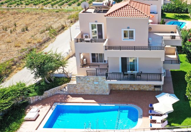 Villa in Walking distance to the beach, Near tavern, Chania, Crete Aerial view of the villa in Walking distance to the beach, Near tavern, Chania, Crete