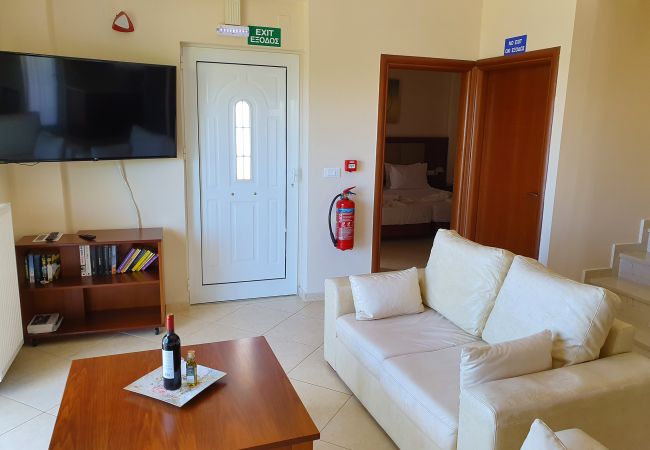Villa in Walking distance to the beach, Near tavern, Chania, Crete Living area of the villa in Walking distance to the beach, Near tavern, Chania, Crete