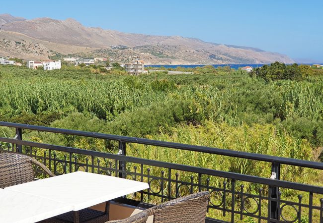 Villa in Walking distance to the beach, Near tavern, Chania, Crete Sea and grove view from the balcony of the villa of the villa in Walking distance to the beach, Near tavern, Chania, Crete