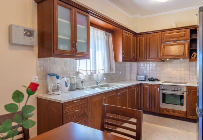 Villa in Walking distance to the beach, Near tavern, Chania, Crete Modern fully equipped kitchen of the villa of the villa in Walking distance to the beach, Near tavern, Chania, Crete