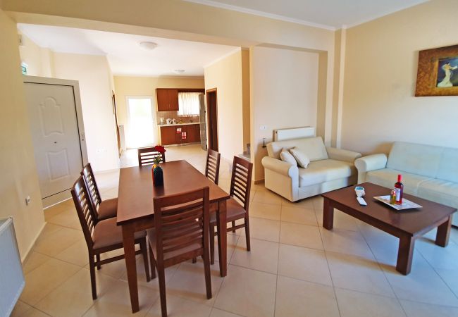 Villa in Walking distance to the beach, Near tavern, Chania, Crete Dining area of the villa in Walking distance to the beach, Near tavern, Chania, Crete