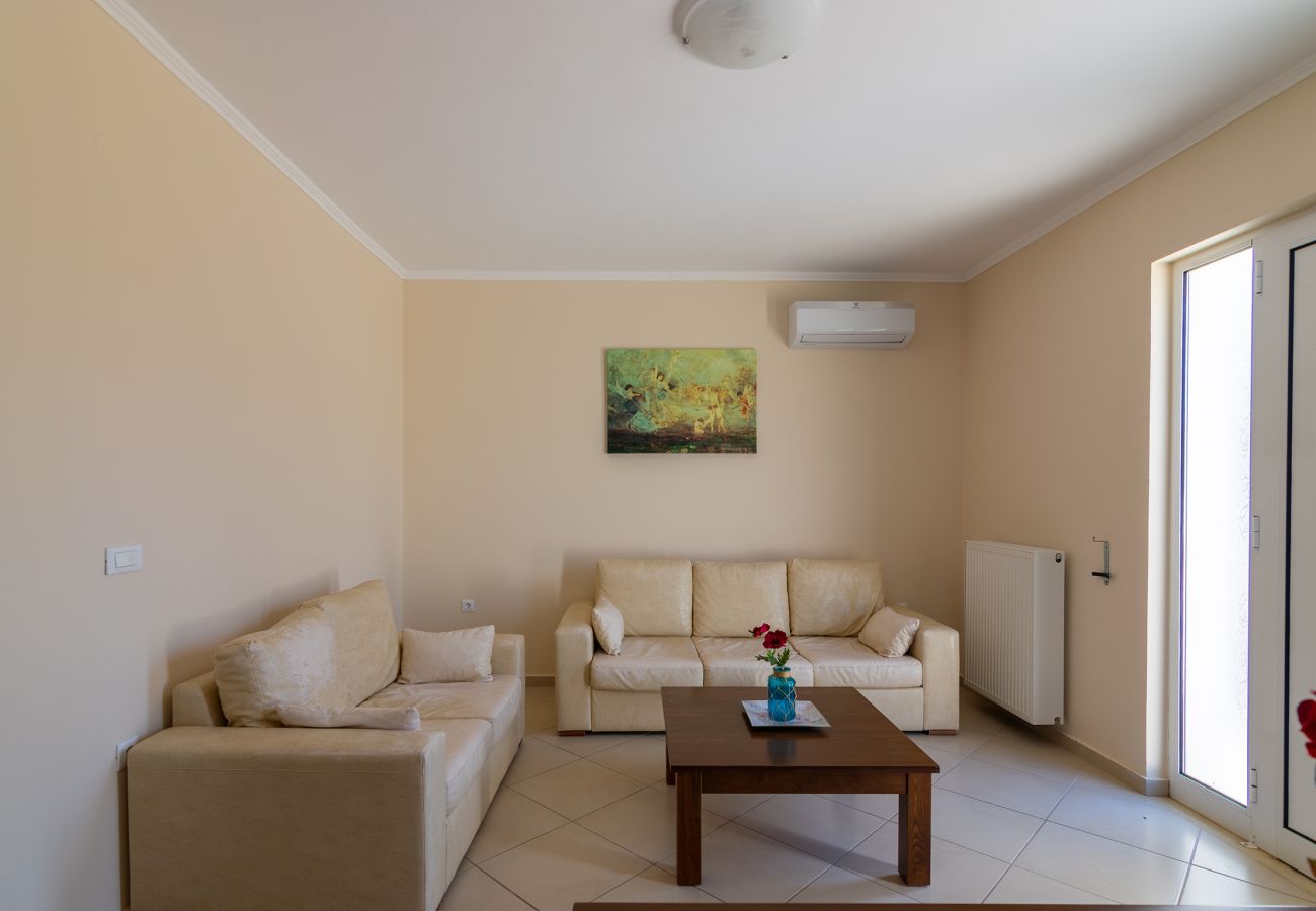 Villa in Walking distance to the beach, Near tavern, Chania, Crete Living area of the villa in Walking distance to the beach, Near tavern, Chania, Crete