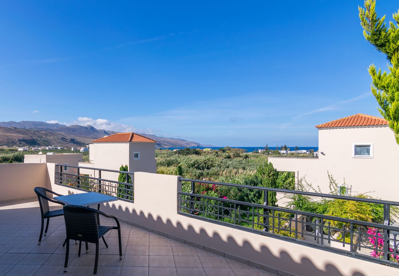 Villa in Walking distance to the beach, Near tavern, Chania, Crete Balcony view of the villa in Walking distance to the beach, Near tavern, Chania, Crete
