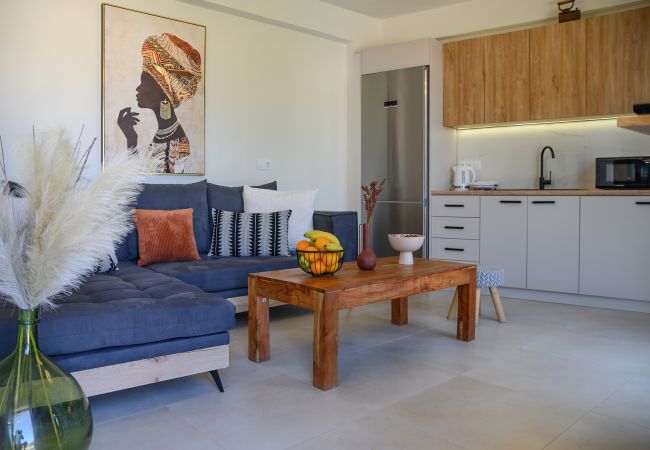 Living room area, cozy couch, Stone built villa, Pigi, Rethymno Living room area, cozy couch, Stone built villa, Pigi, Rethymno